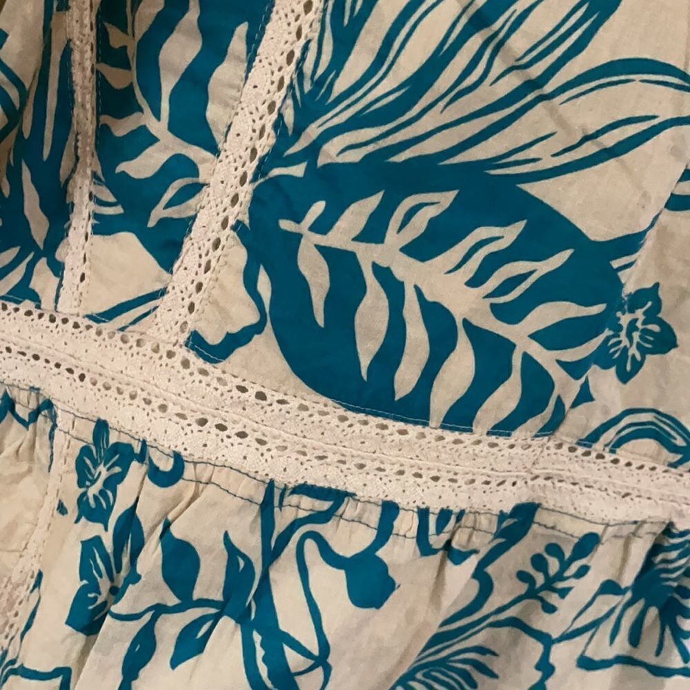 Kenzie Lined Turquoise Floral Summer Dress Sz 6 - Picture 5 of 7